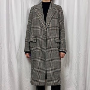 H&M Stylish houndstooth long coat size 6